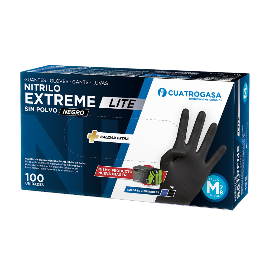 guante cuatrogasa extreme lite nitrilo negro 100 uds caja