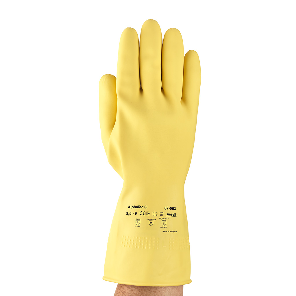 Guante látex flocado algodón protección química Alphatec 87-063