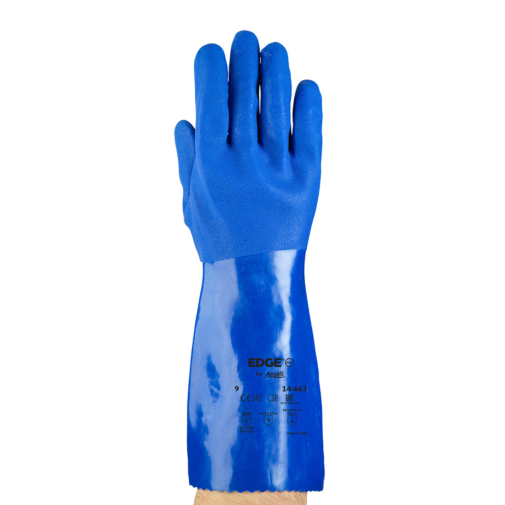Guante recubrimiento PVC protección química Edge 14-663